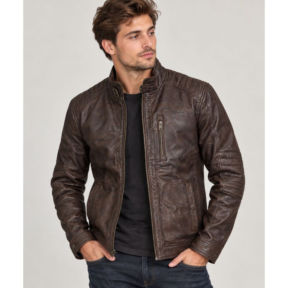 Marc New York Andrew Marc Brown Leather Jacket Men's Size Small NWT